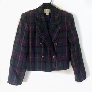 Vintage Amanda Smith Clueless Plaid Wool Made in USA Blazer Jacket Sz M